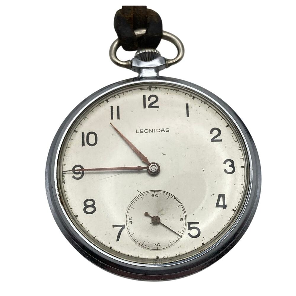 Vintage Leonidas Swiss Mechanical 17 Jewel Pocket Watch 48mm 445 Unitas Movement
